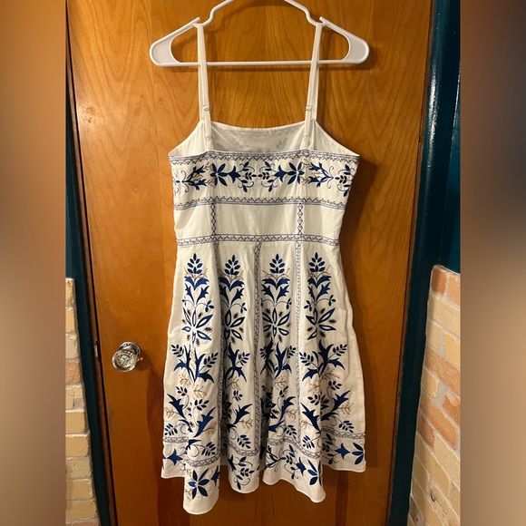 INC International Concepts Womens M Blue White Floral Embroidered A-Line Dress - Picture 4 of 5